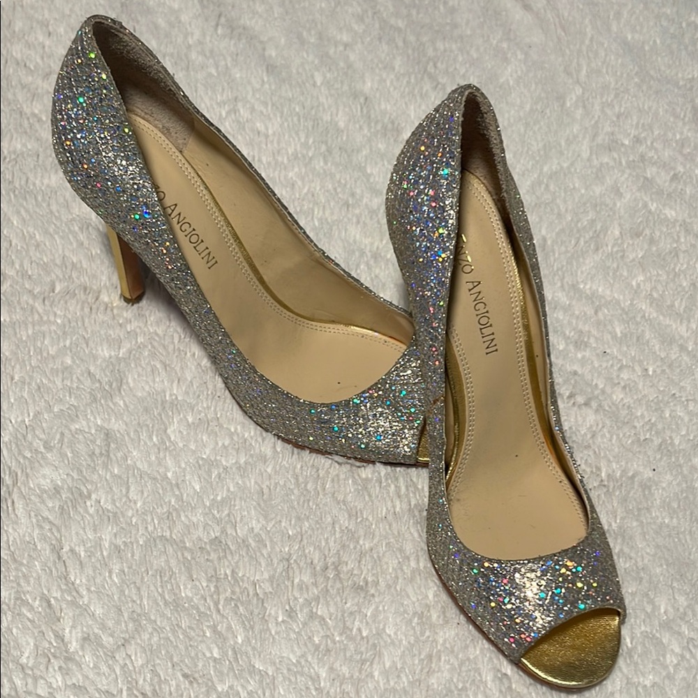 Enzo Angiolini Silver Glitter Women's Heels